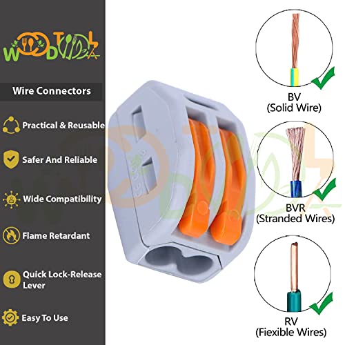 Image of Compact Splicing Connectors - 2 Port Wire Connector - Electrical Connectors Blocks - Butt Terminal Connectors (4pcs, 2-Port, Orange)