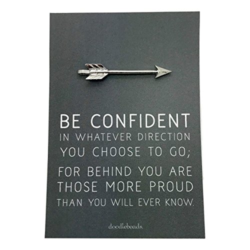 Doodle Beads Graduation Gift, Arrow Tie Bar Silver, Be Confident in Whatever Direction You Choose to go, carded Gift for him, Inspirational Gift, College Graduate, Motivational Gift