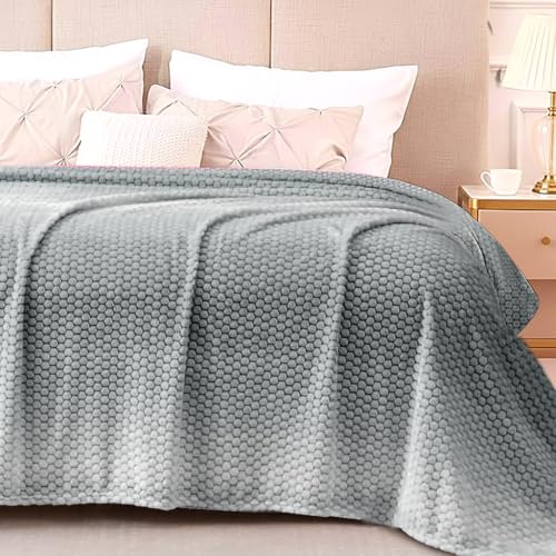 Image of Cortina Jacquard All Season Blanket Single Size Summer AC Blanket Winter Warm Lightweight Reversible Throw Soft Cozy Plush Fuzzy Blanket for Bed Couch Sofa (Grey, 150x200 cm) Color May Vary