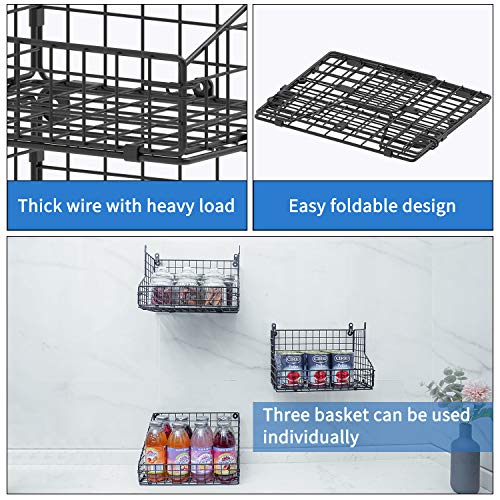 X-Cosrack 3 Tier Stackable Tea Bag Organizer Large Size With 5 Hooks Metal Wire Basket Coffee Snack Rack Holder Countertop Caddy Bin Wall Mount Shelf For Office Kitchen Cabinet Pantry Patent Desgin, 11.8X7.8X22 Inch #TOP1