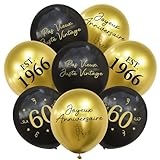 Ballon Décoration Anniversaire 60 Ans, Kit 24pcs Ballons Noir et Or, Joyeux Anniversaire Déco pour Fête D'anniversaire 60 Ans Homme Femme 1966, Happy Birthday Deco