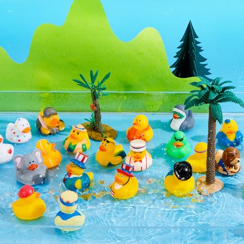 JOYIN 60 Pcs Rubber Ducks, Random Assortment Ducks Bulk with Mesh Carry Bag, Mini Rubber Duckies for Baby Bath Toys, Kids Toddler Summer Pool Toys Birthday Gifts Party Favors by JOYIN - Image 8
