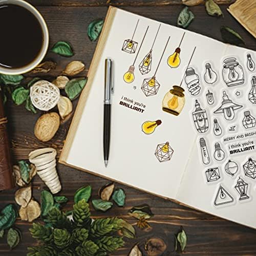 GLOBLELAND Light Bulb Clear Stamps Greeting Words Silicone Clear Stamp Seals for Cards Making DIY Scrapbooking Photo Journal Album Decoration