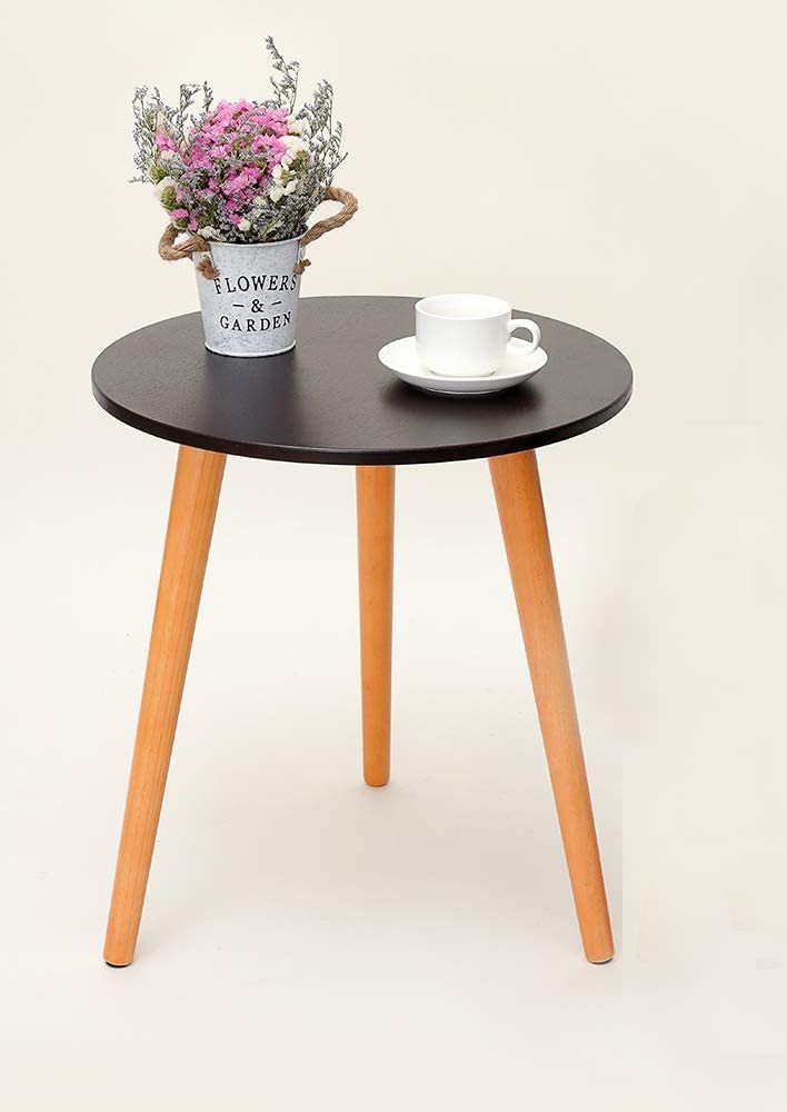 Amazing Shoppee Round Side Table, Nightstand Coffee End Table for Living Room, Small Spaces, Easy Assembly Home Decor Bedside Table with Natural Wood Legs (Black) (B09RVWDPK6) Amazon Price History, Amazon Price Tracker
