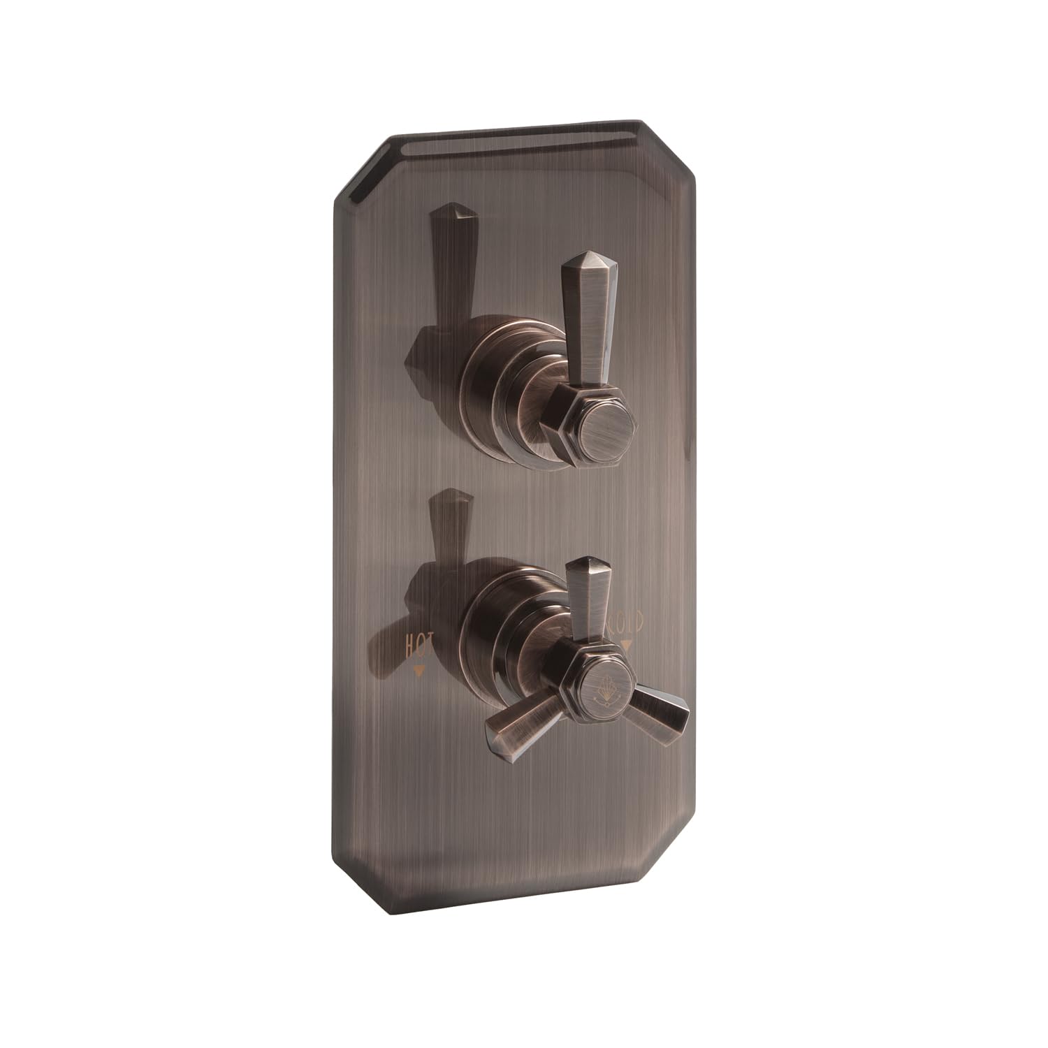 Milano Aged Bronze Earlham Art Deco 1 Outlet Twin Thermostatic Mixer Shower Valve