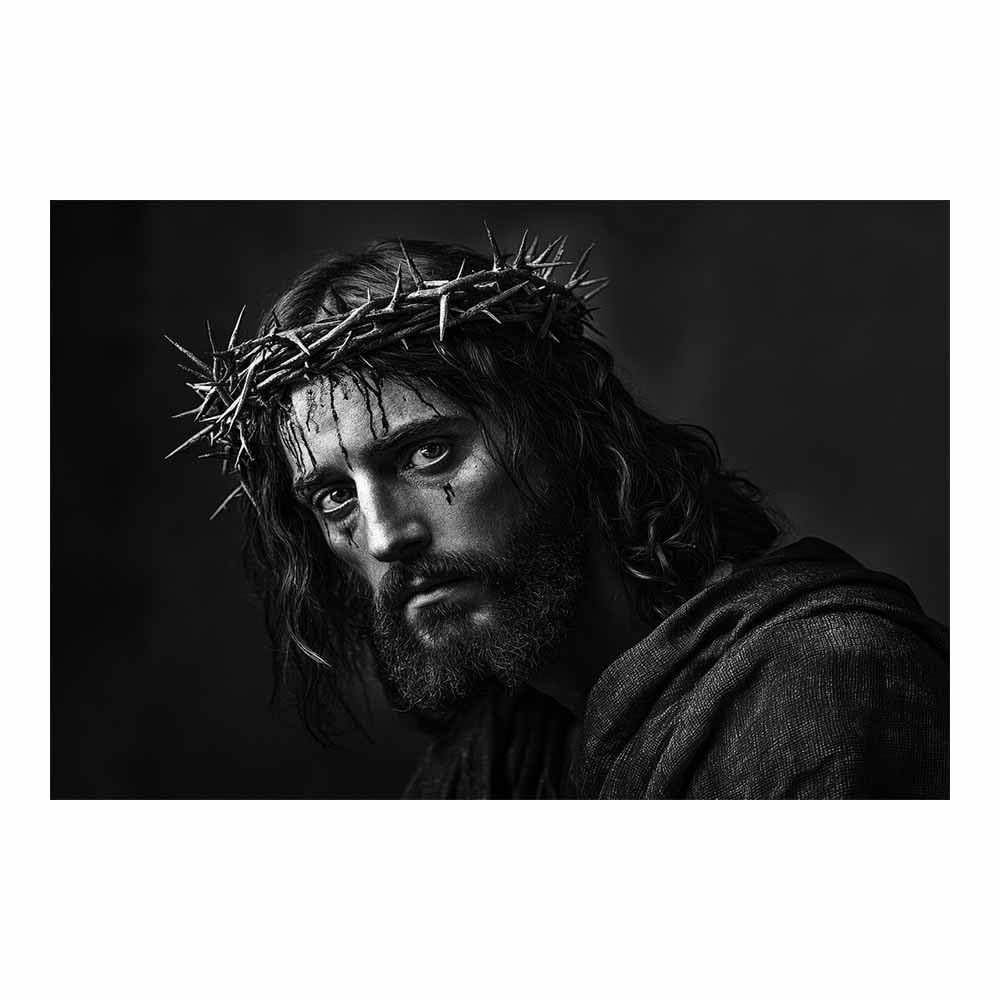 ZAMAEIU Jesus Art Pictures Posters Prints Crown of Thorns Religious Paintings, Wall Decor for Church,Prayer Room,Christians, Schools, Hospitals(black and white)-30x50cm Unframed
