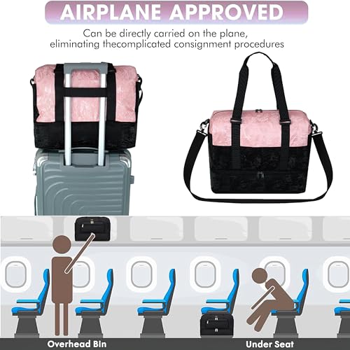 Image of Storite Polyester 43cm Travel Duffle Bag for Woman,Lightweight Water-Resistant Weekender with Carry Straps Large-Capacity Luggage Gym Bag for Men & Women (Pink, 43 x 23 x 34 cm)