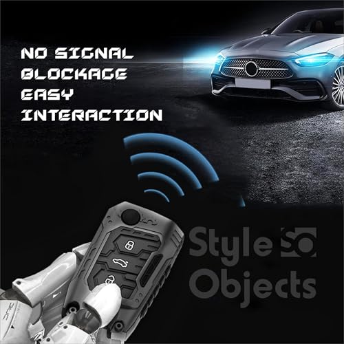 Image of STYLEOBJECT Waterproof Premium Luxury New Transformer Series Soft Silicon Car Key CoverShell with Keychain & Full Protection 3 Button Metal Smart Car Key Cover for Skoda (Kushaq, Slavia, kylaq)