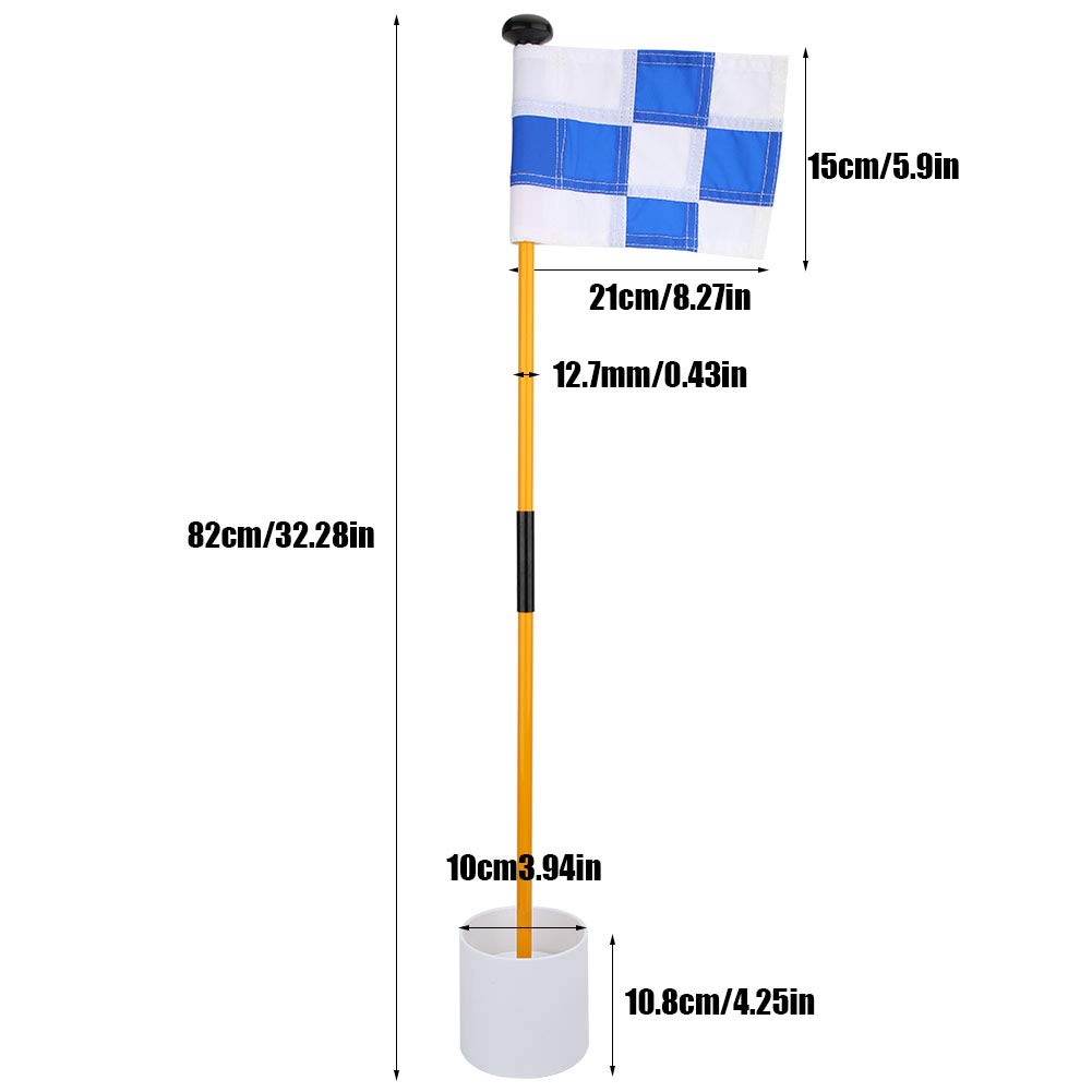 Juego de mástil de bandera para putting green de golf Accesorio de práctica extraíble duradero de primera calidad con bandera de rejilla y blanca para entrenamiento en interiores