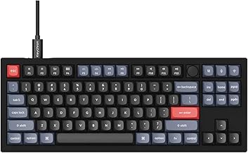 Keychron V3 TKL 80% Layout Custom Wired Mechanical Keyboard with Knob, 87 Keys RGB Backlight QMK/VIA Programmable Macro, Hot Swappable K Pro Brown Switch PBT Keycaps for Mac Windows (Carbon Black)