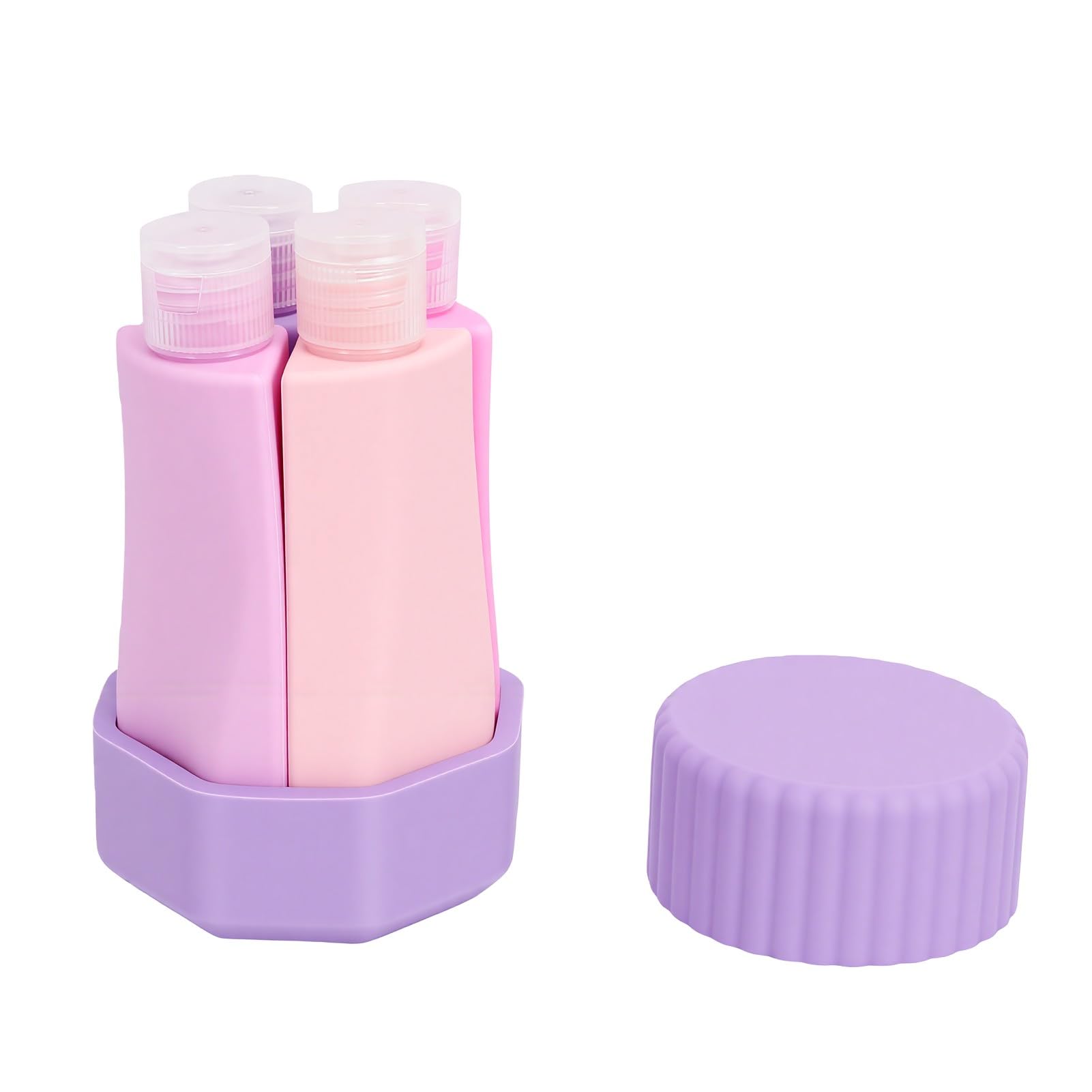 Acogedo 4 In 1 Silicone Travel Bottle Set Spill Proof Squeeze Dispensers With Leakproof Sealing Caps For Toiletries Shampoo And Lotion
