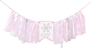 Silver Snowflake Pink High Chair Banner For Girl - Winter Onederland High Chair Banner, Winter 1st Birthday Decoration, Photo Props, Best Choice For 1st Birthday Party Decoration