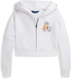 Girls Polo Bear Terry Boxy Full Zip Hoodie (Big Kid) Hooded Sweatshirt