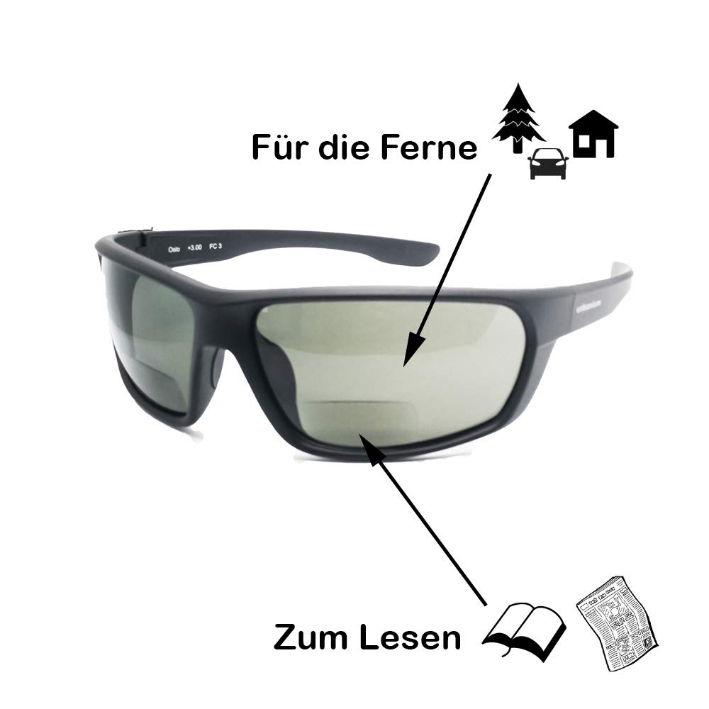 Occhiali da sole sportivi Urbanium Eyewear con lenti graduate Modello Oslo con lenti nere polarizzate in vari spessori