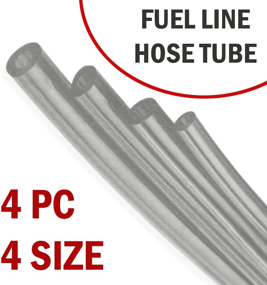 4 Sizes Petrol Fuel Gas Line Pipe Hose Tubing For String Trimmer Chainsaw Blower Lawn Mower and other Power Tools For 2 Cycle Small Engine Poulan, Craftman and more (Clear 4PC)