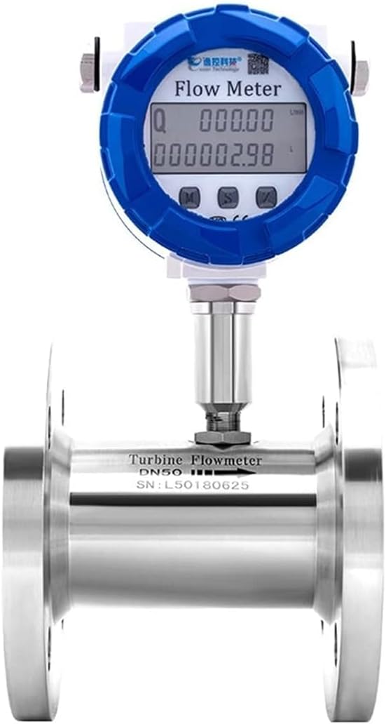 Flow Meter, 4-20mA RS485 Flow Meter Types Digital Turbine Flowmeter Methanol Diesel Gasoline Alcohol Petrol Milk Water Flow Measurement for Water, Diesel, Gasoline, and Other Liquids(DN50)(DN125)