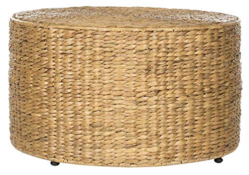 SAFAVIEH Home Collection Jesse Wicker Coffee Table Fully Assembled Natural Fiber Accent Coffee Table with Iron Legs Modern Coastal Style (SEA7035A)