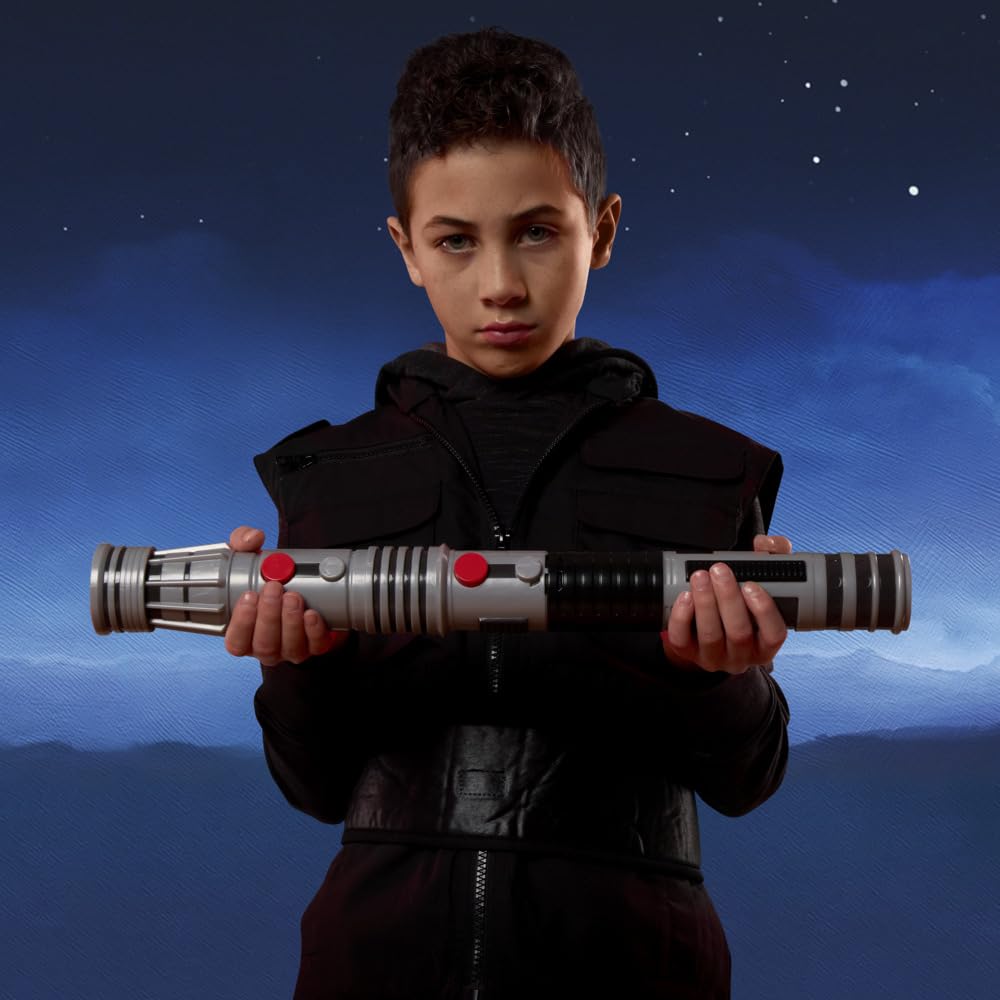 Star Wars, Darth Maul, Sable de luz electrónico de Doble Hoja, Sable de luz Rojo Oficial, para Usar con Disfraces, Juguetes para niños y niñas a Partir de 4 años