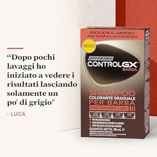 Just For Men Control GX Shampoo Per Barba, Anti-Grigio Graduale Uomo, Riduce Gradualmente il grigio, Per Un Look Naturale e discreto, 118 ml