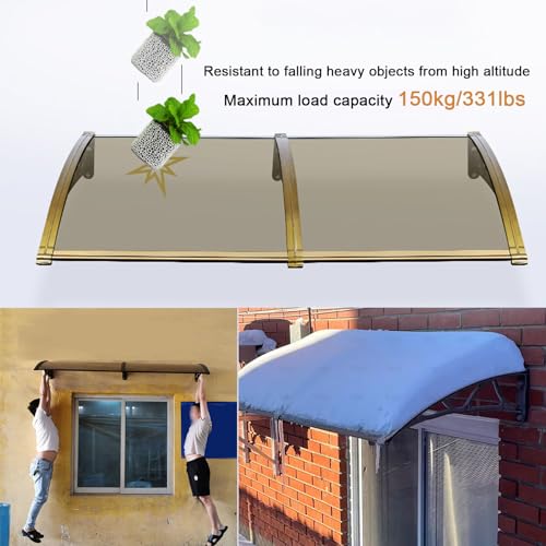 Couverture en polycarbonate résistant à 99% aux UV pour auvent de porte marron