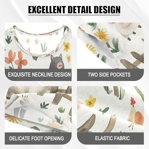 Pajama Sets Short Sleeve Farm Animals Pattern Print Soft Cotton Summer Sleepwear 2 Piece PJS Size 5-14T3