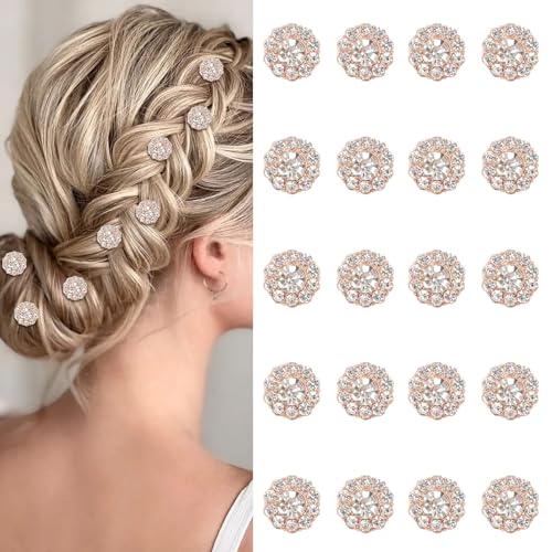 YISSION 20Pcs Mini Rhinestone Flower Hair Clips - Cute Crystal
