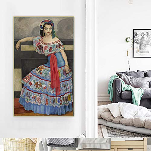 Cuadro de pared de arte de decoración para el hogar de Diego Rivera "Retrato de Matilde Palou" Carteles de impresión de pintura al óleo de lienzo para pasillo de oficina moderno 60x90cm sin marco ⭐