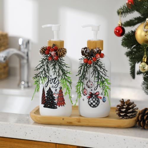  2 Pack Christmas Soap Dispenser with Pump Pine Snowflake Design - image 4