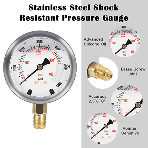 Image of Hydraulic Pressure Test Kit 100 /250 /400 /600bar, 4 Gauges 13 Couplings 3 Test Hoses Hydraulic Gauge Kit for Excavator Construction Machinery Ships Mine
