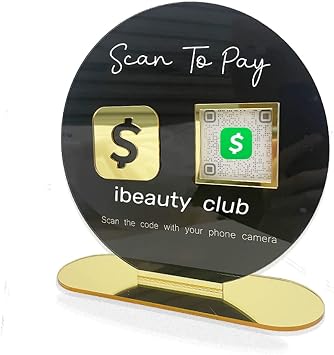 Facebook Instgram Etsy QR Code Sign for Social Media| Scan to Pay Venmo Paypal Cash App QR Code Sign|Round Multi QR Code Plaque for Businss| Follow Us on Social Media Sign