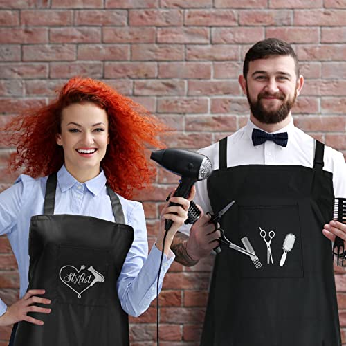 4 Pcs Hair Stylist Apron with 4 Pockets Waterproof Salon Aprons for Hairdresser Cosmetologist Apron - Image 5