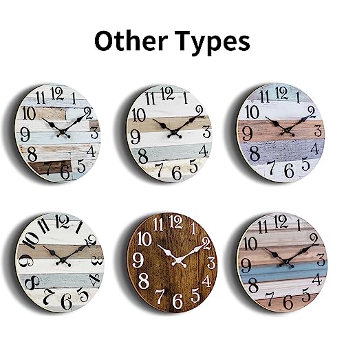 Image of KECYET Wall Clock - 10 Inch Country Retro Rustic Style Wall Clocks Battery Operated - Wooden Silent Non-Ticking Clock for Kitchen Bathroom Living Room Bedroom Office