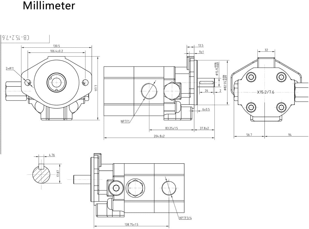 22 GPM Two Stage Hydraulic Log Splitter Pump, Complete unit cast iron, 3000 psi Rated, Wood Processor, Black