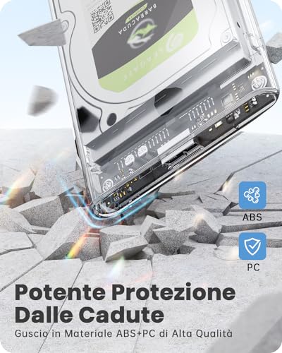POSUGEAR Case HDD 2.5 SATA USB 3.0, Case Hard Disk Esterno per SATA III 7mm/9.5mm SSD HDD, Supporto UASP/TRIM & Nessuno Strumento Case Disco Rigido Compatibile con Toshiba Seagate PS4 Xbox-Trasparente - Immagine 4