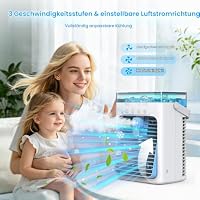 Tragbare Klimaanlagen, 4-in-1 Mini-AC-Klimaanlage mit 1000 ml Wassertank, 2/4/8H Timer, Umgebungslicht, USB-betrieben, persönlicher Verdunstungsluftkühler, Kühlventilator für Schlafzimmer, Zimmer – Ansicht 5