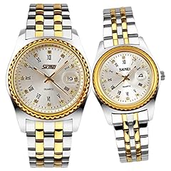 9098 Gold silver strap silver dial