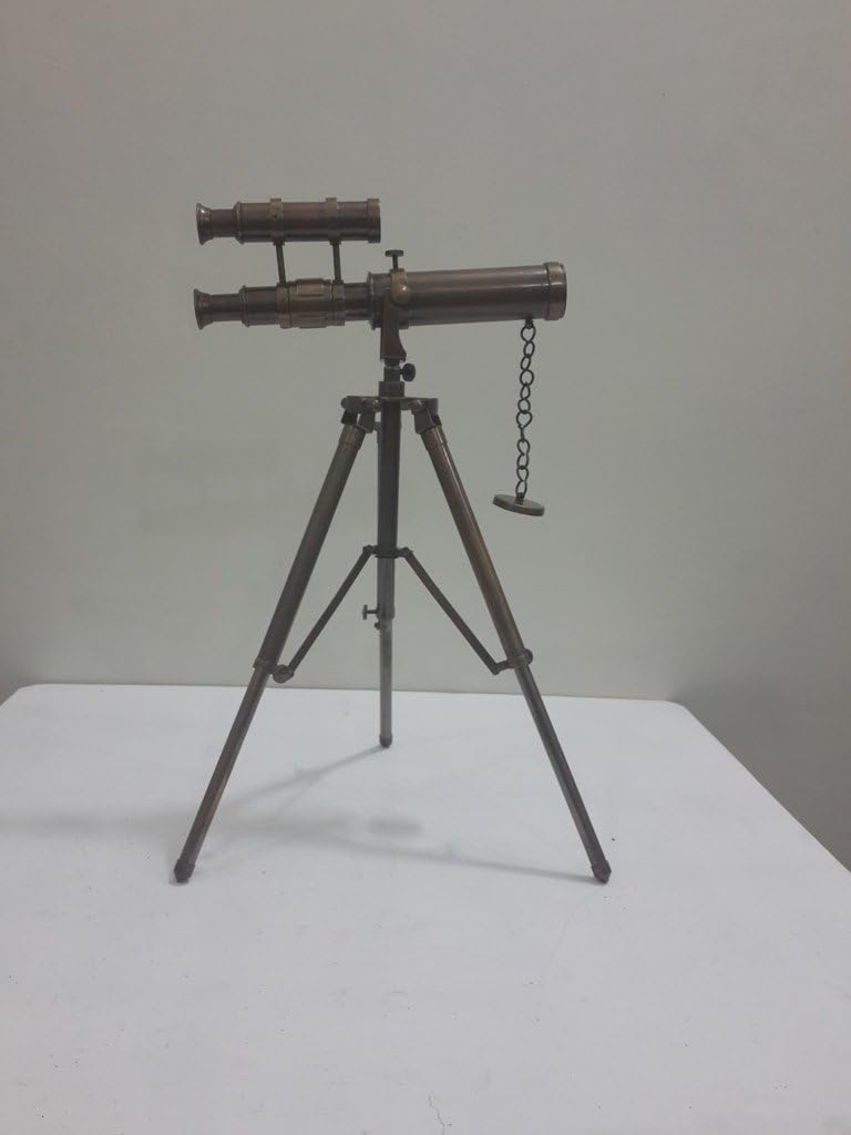 Vintage Solid Brass Nautical Tripod Port Marine Navy Double Barrel Telescope Rustic Vintage Home Decor Gifts