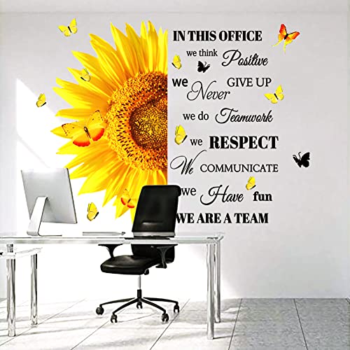 Office Inspirational Wall Art For Office Sunflower Motivational Sayings Wall Sticker Colorful Motivational Lettering Teamwork Decorations Company Art Room Office Home Decorations Positive Lettering Wall Decals Company Art We Are A Team Gift #TOP5