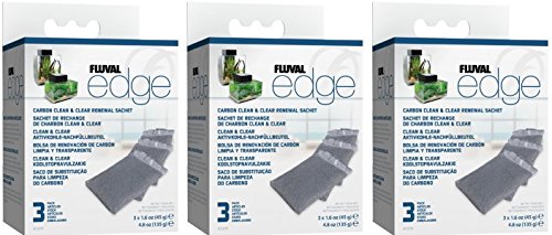 (3 Pack) Fluval Edge Carbon Clean and Clear Renewal Sachets (3 Sachets Per Pack / 9 Total)
