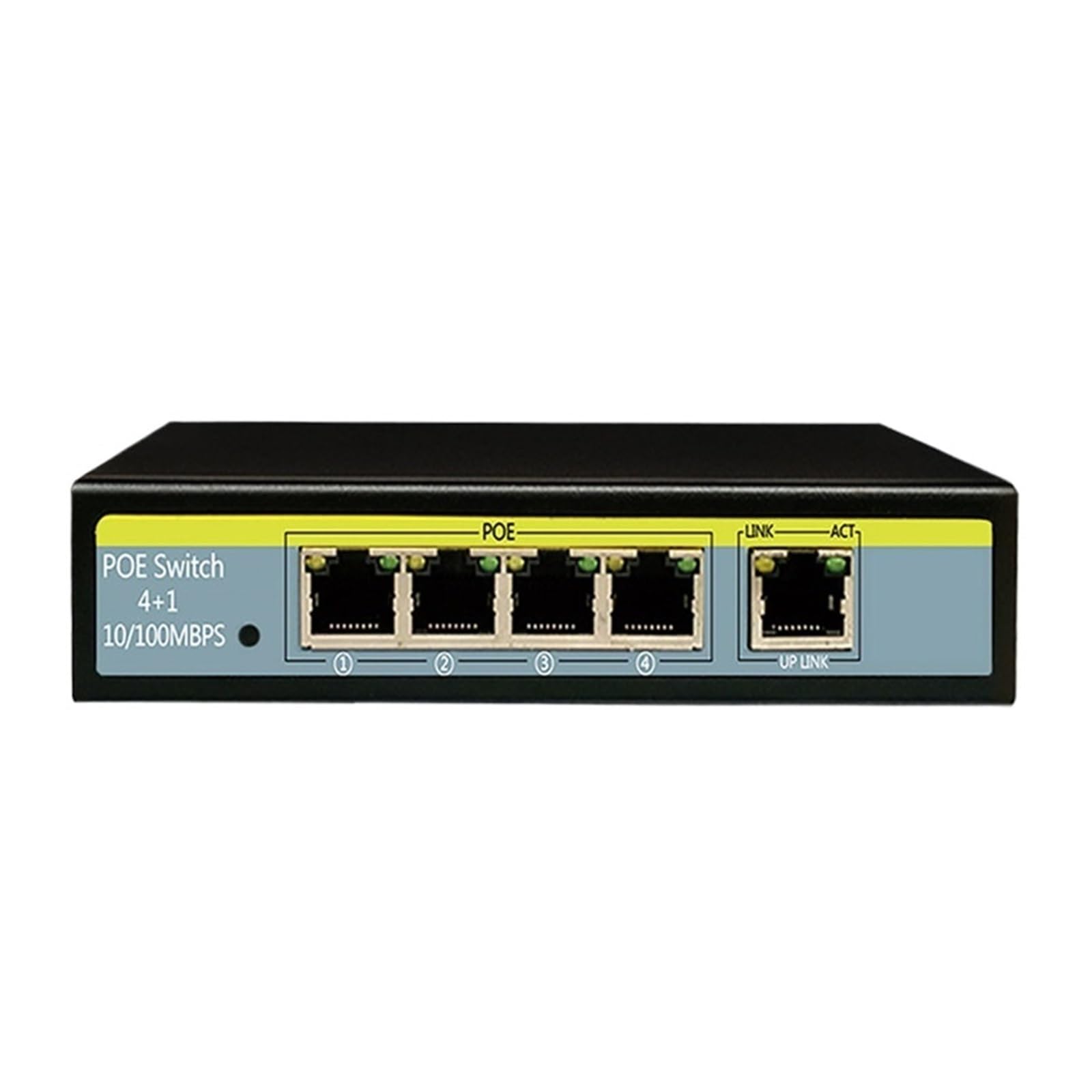 Commutateur POE 4 ports 10/100 Mbps avec 2 liaisons montantes pour réseau