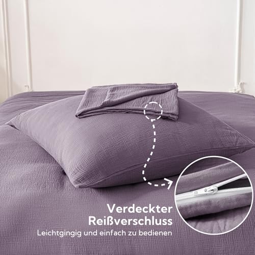 SOULFUL Doppelte Musselin Kissenbezug 80x80 Baumwolle, Dunkelviolett – Ansicht 4