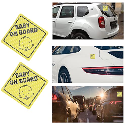 3Pcs Baby On Board Sticker For Cars Baby Safety Warning Sign Reflective Sign Stickers Car Rear Window Stickers Strong Adhesive Waterproof Sunscree #TOP4