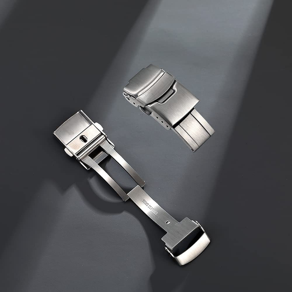 Semdu 18mm 316L Stainless Steel Fold Safety Clasp Buckle Clasp Fit For SKX Dive Watch,18MM Milled Watch Buckle Clasp replacement (18MM)