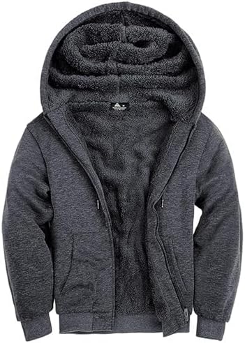 SwissWell Herren Fleecejacke mit Kapuze Sweatjacke Gefütterte Reißverschluss Fleece Hoodie Warm Outdoor Jacke Winter Kapuzenjacke