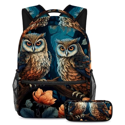 Sac à dos avec trousse hibou pour organiser facilement les affaires d'école