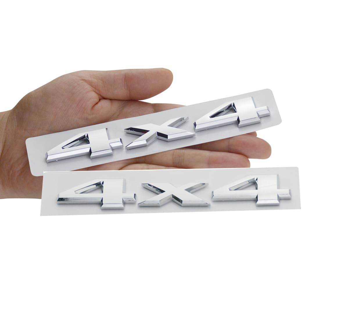 2Pc 4x4 Emblem 3D Badge Nameplate Car Sticker Decal Letter Replacement for Universal car Truck (Chrome)