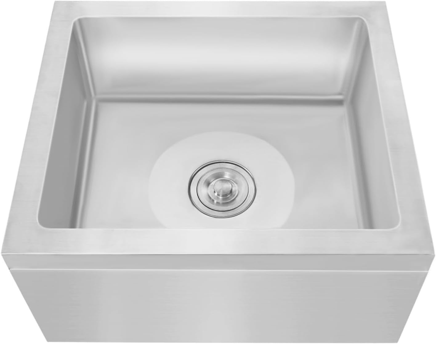 Commercial Floor Mop Sink, 22" x 19" x 12" Stainless Steel Frame Utility Room Large Tub for Dog Washing, Filling Water Bucket, Cleanup, Clog-Free Draining, Easy Water Disposal, Silver