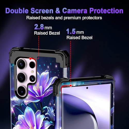 Miqala for Galaxy S23 Ultra 5G Case,Glow in The Dark Three Layer Heavy Duty Shockproof Full Body Protection Hard Plastic Bumper+Soft Silicone Case for Samsung Galaxy S23 Ultra,Purple by Miqala - Used condition - Image 3