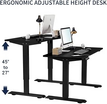 24 x 55 Inches Electric Standing Desk, Computer Desk with Height Adjustable, Sit Stand up Computer Workstations, Work Home Office Writing Gaming Desks with Memory Preset (55 Black)