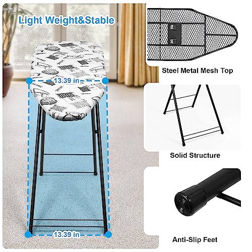 Duwee Tabua de Passar Roupa Compacta, Mesa de Passar Roupa com Gancho Para Pendurar, Perna Dobrável,